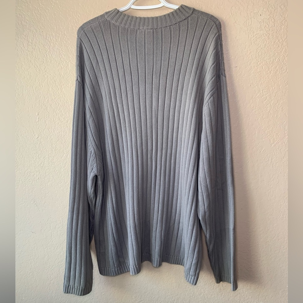 RE:VERB Cotton Blend Gray Ribbed Crewneck Preppy Modern Sweater Size XL - Picture 3 of 4